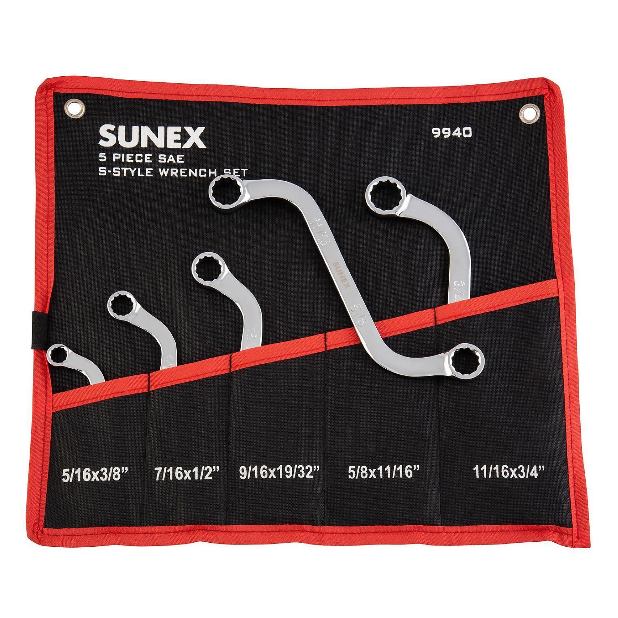 Sunex Tools SAE Full Polish S-Style Box Wrench Set — 5-Pc., Model# 9940